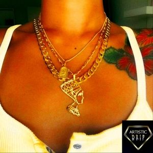 3 pc Nefertiti Egyptian layered necklace
